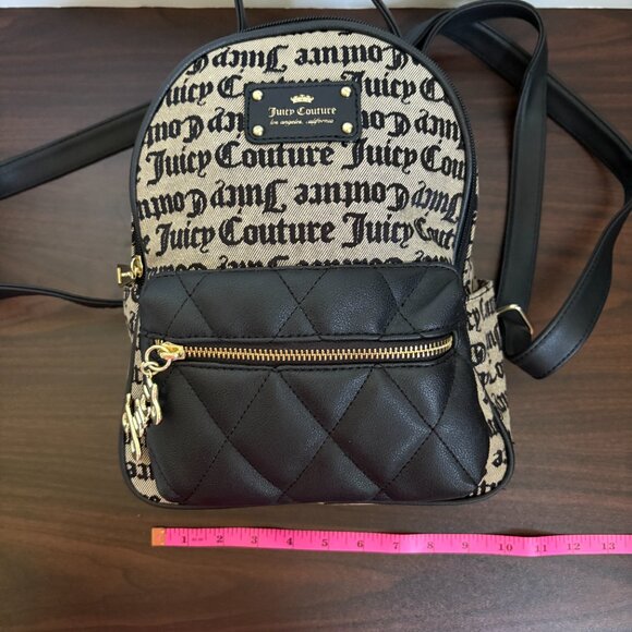 Juicy Couture Heartbreaker Small Backpack Beige/Black Gothic - Picture 5 of 10